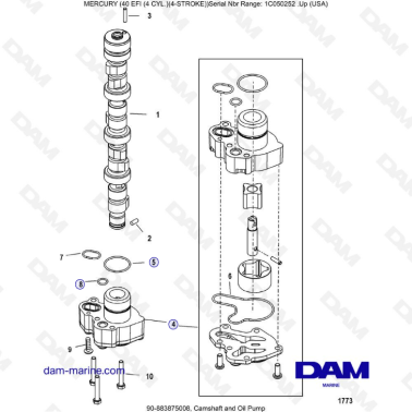 Mercury 40 EFI - Camshaft & oil pump