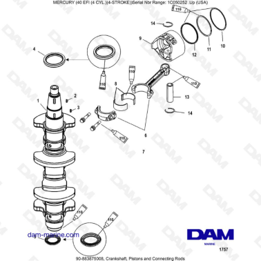 Mercury 40 EFI - Crankshaft, Pistons and Connecting Rods