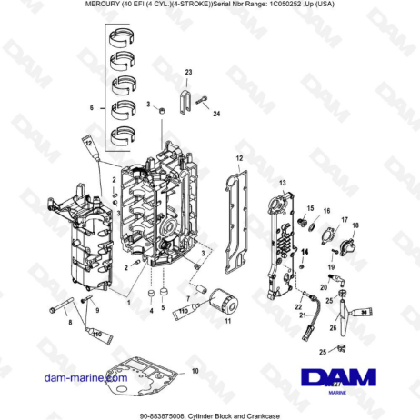 Mercury 40 EFI - Cylinder block & crankcase