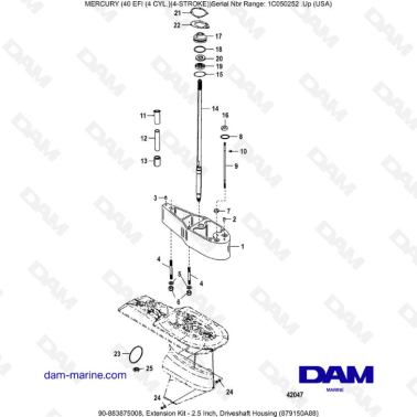Mercury 40 EFI - Extension Kit - 2.5 Inch, Driveshaft Housing (879150A88)