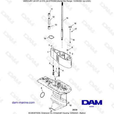 Mercury 40 EFI - Extension kit, driveshaft housing - bigfoot