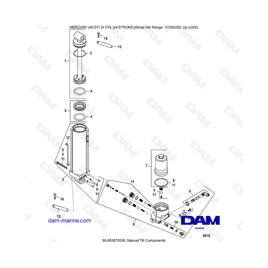 Mercury 40 EFI - Manual Tilt Components