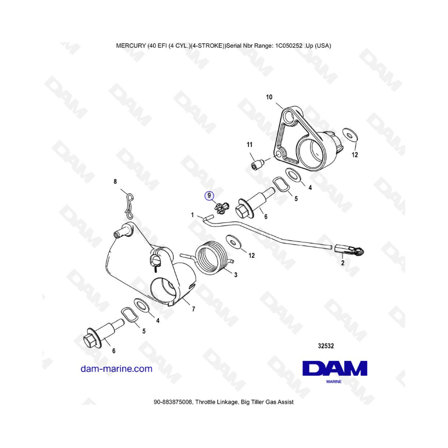 Mercury 40 EFI - Throttle Linkage, Big Tiller Gas Assist