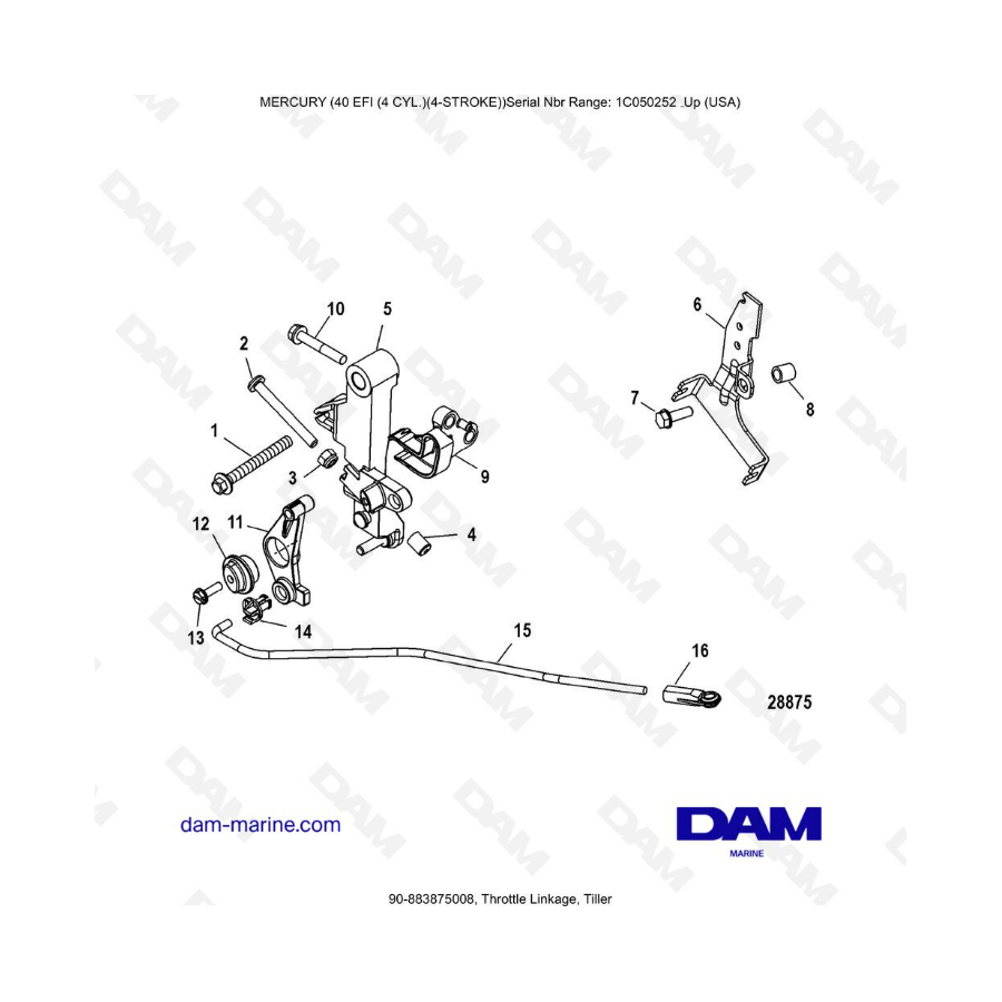 Mercury 40 EFI - Throttle Linkage, Tiller