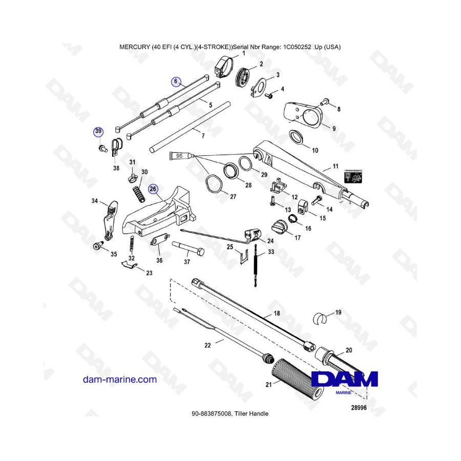 Mercury 40 EFI - Tiller handle