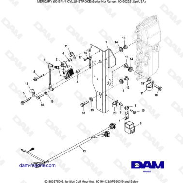 Mercury 50 EFI - Ignition Coil Mounting (old)
