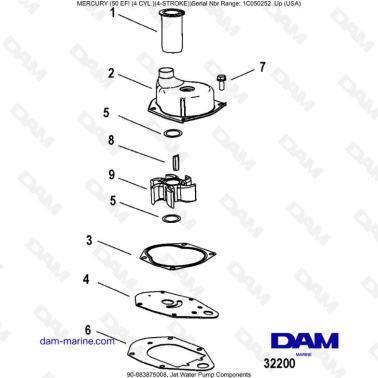 Mercury 50 EFI - Jet water pump components