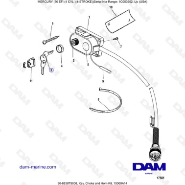 Mercury 50 EFI - Key, Choke and Horn Kit, 15000A14
