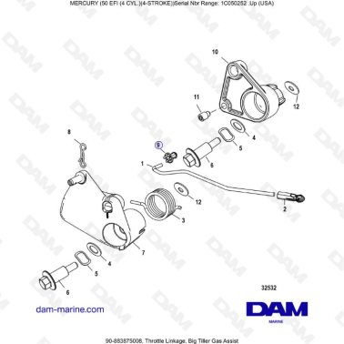 Mercury 50 EFI - Throttle Linkage, Big Tiller Gas Assist