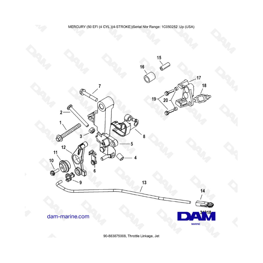 Mercury 50 EFI - Throttle Linkage, Jet