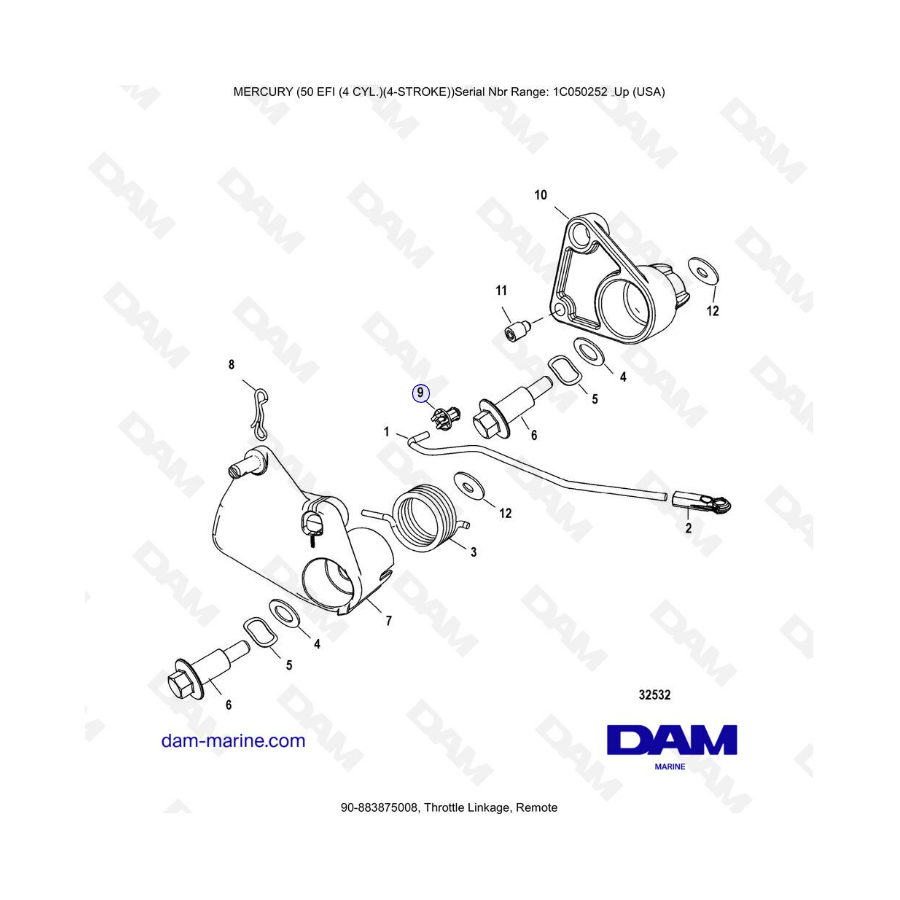Mercury 50 EFI - Throttle Linkage, Remote