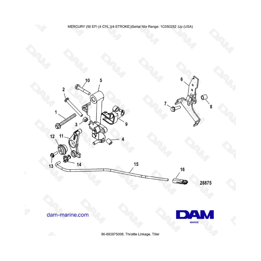 Mercury 50 EFI - Throttle linkage, tiller