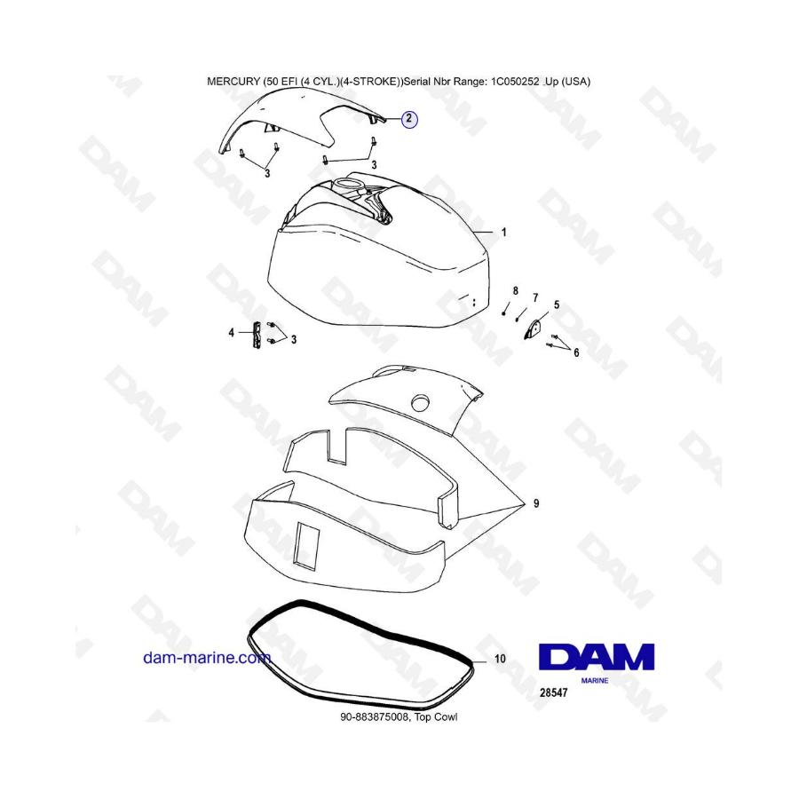 Mercury 50 EFI - Top Cowl 