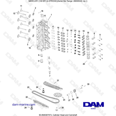 Mercury 100 EFI - Cylinder Head and Camshaft Cover