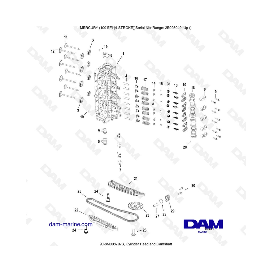 Mercury 100 EFI - Cylinder Head and Camshaft Cover Mercury 100 EFI - Cylinder Head and Camshaft Cover