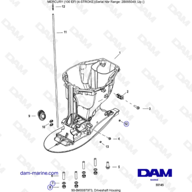Mercury 100 EFI - Driveshaft housing