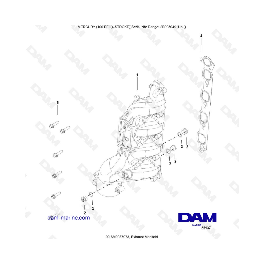 Mercury 100 EFI - Exhaust manifold Mercury 100 EFI - Exhaust manifold