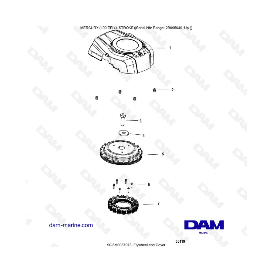Mercury 100 EFI - Flywheel & cover Mercury 100 EFI - Flywheel & cover