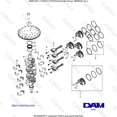 Mercury 115 EFI - Crankshaft, Pistons and Connecting Rods