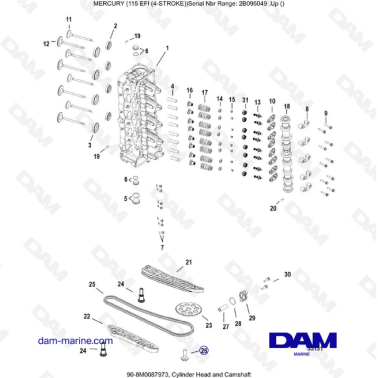 Mercury 115 EFI - Cylinder Head and Camshaft