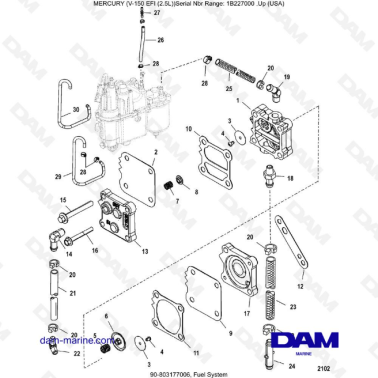 Mercury V-150 EFI (2.5L) - Fuel System