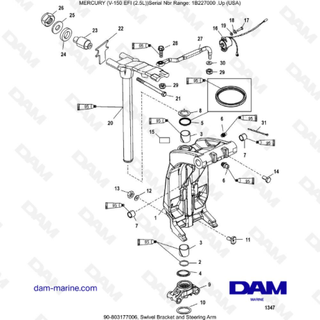 Mercury V-150 EFI (2.5L) - Swivel Bracket and Steering Arm