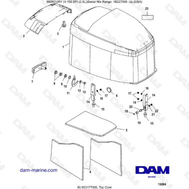 Mercury V-150 EFI (2.5L) - Top Cowl