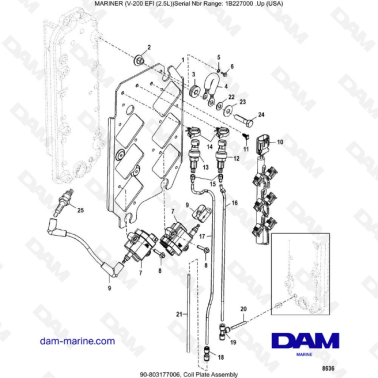 Mercury V-200 EFI (2.5L) - Coil plate assembly