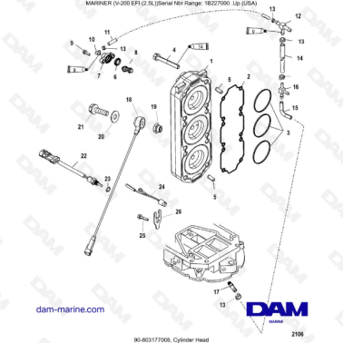 Mercury Mariner V-200 EFI (2.5L) - Cylinder head