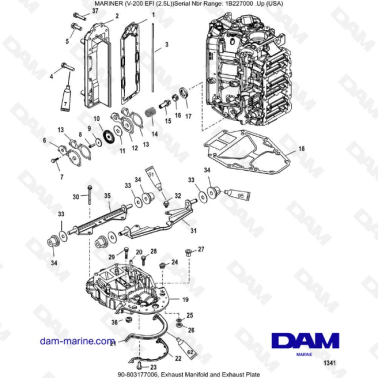 Mercury Mariner V-200 EFI (2.5L) - Exhaust Manifold and Exhaust Plate