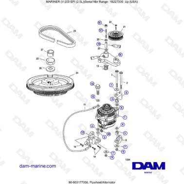 Mercury Mariner V-200 EFI (2.5L) - Flywheel / Alternator