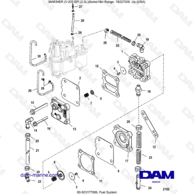 Mercury Mariner V-200 EFI (2.5L) - Fuel System