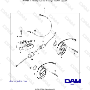 Mercury Mariner V-200 EFI (2.5L) - Mercathode Kit