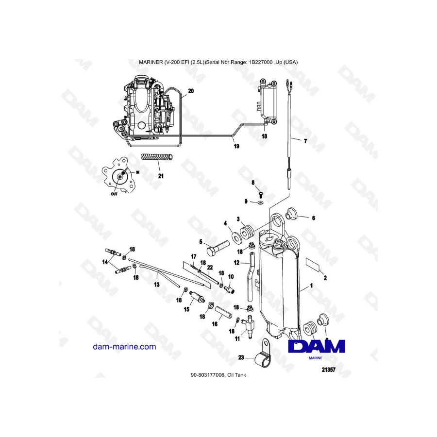 Mercury Mariner V-200 EFI (2.5L) - Oil tank
