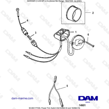 Mercury Mariner V-200 EFI (2.5L) - Power Trim Switch Kit(18286A18 and 18286A19)