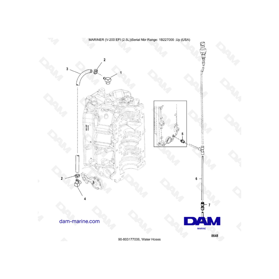 MARINER (V-200 EFI (2.5L) - Water Hoses