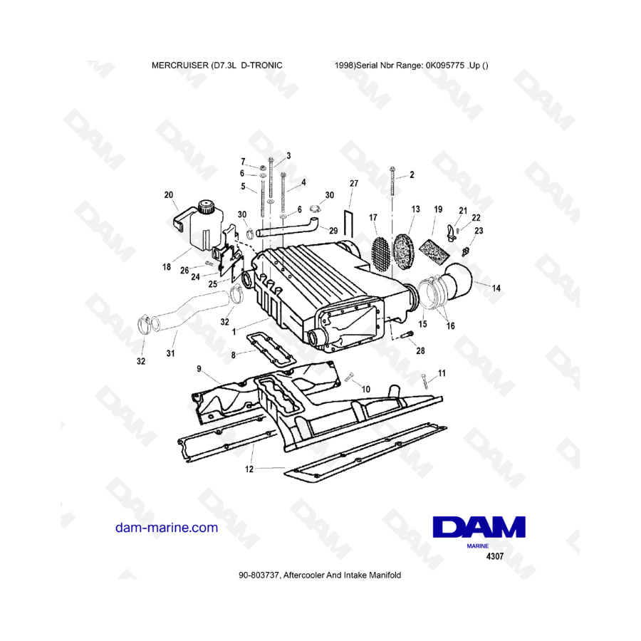 MERCRUISER (D7.3L D-TRONIC) - Postenfriador y colector de admisión