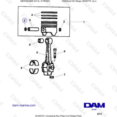 MERCRUISER (D7.3L D-TRONIC) - Connecting Rod, Piston And Related Parts