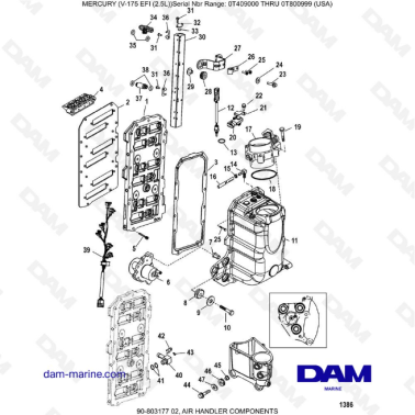 Mercury Mariner V-175 EFI (2.5L) - Air handler components