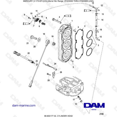 Mercury Mariner V-175 EFI (2.5L) - CYLINDER HEAD