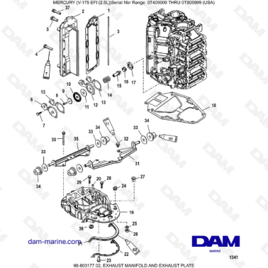 Mercury Mariner V-175 EFI (2.5L) - EXHAUST MANIFOLD AND EXHAUST PLATE