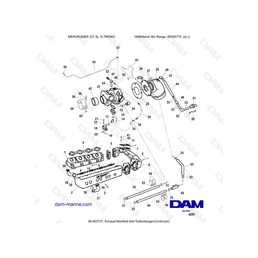 MERCRUISER D7.3L D-TRONIC - Exhaust Manifold And Turbocharger(Continued) MERCRUISER D7.3L D-TRONIC - Exhaust Manifold And Turbocharger(Continued)