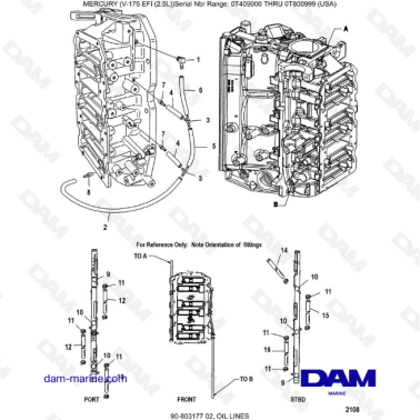 Mercury Mariner V-175 EFI (2.5L) - Oil lines
