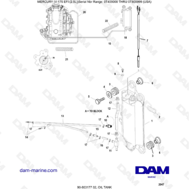 Mercury Mariner V-175 EFI (2.5L) - OIL TANK