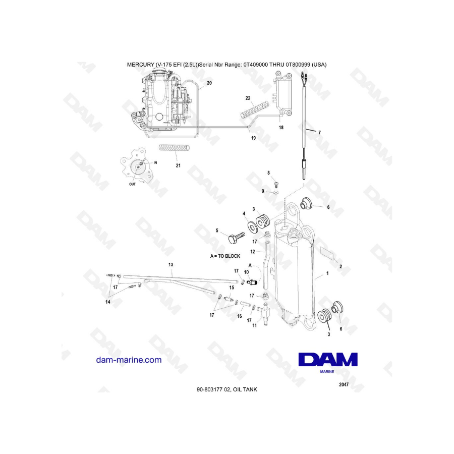 Mercury Mariner V-175 EFI (2.5L) - OIL TANK