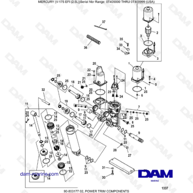 Mercury Mariner V-175 EFI (2.5L) - POWER TRIM COMPONENTS