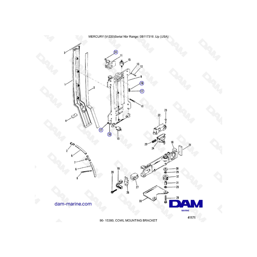 Mercury Mariner V-220 - Cowl mounting bracket