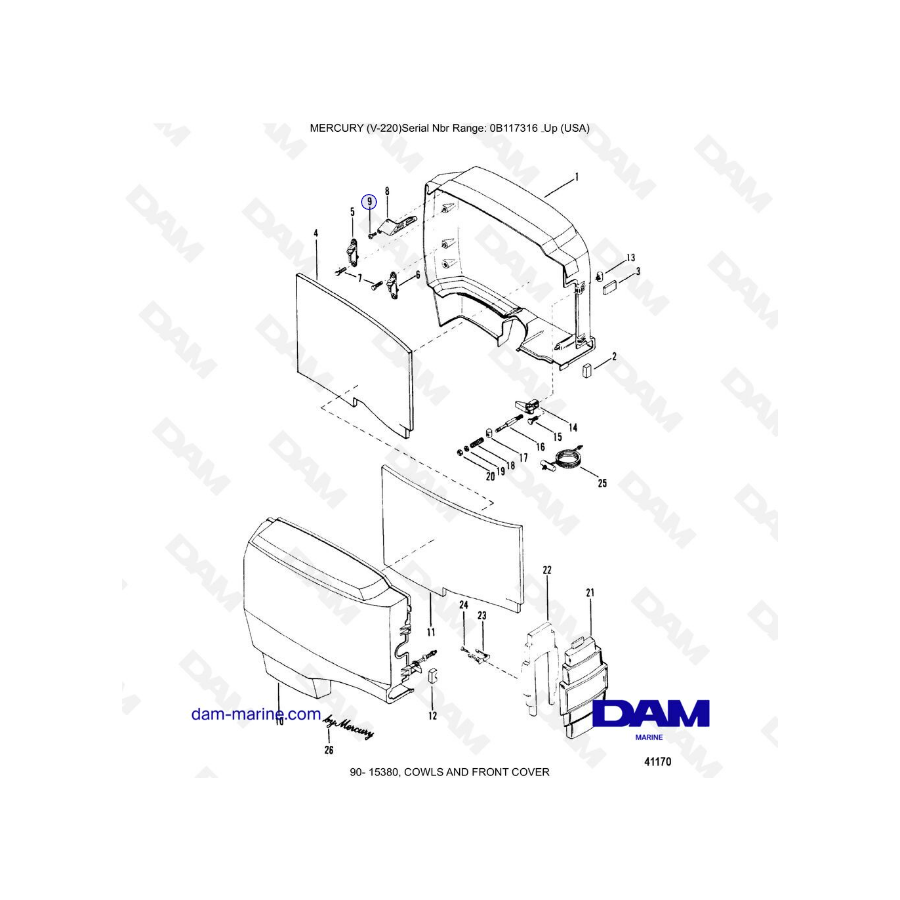 Mercury Mariner V-220 - COWLS AND FRONT COVER