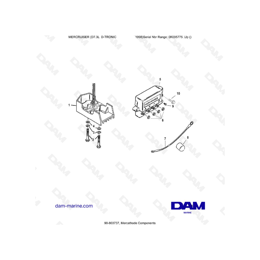 MERCRUISER D7.3L D-TRONIC  -  Mercathode Components