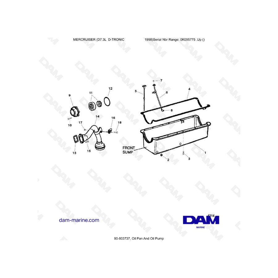 MERCRUISER D7.3L D-TRONIC - Oil Pan And Oil Pump MERCRUISER D7.3L D-TRONIC - Oil Pan And Oil Pump